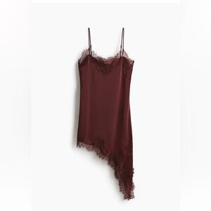 Lace-Trimmed Satin Slip Dress